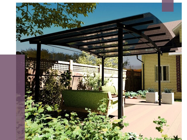 Навесы для террасы в Томске от 13932 руб. под ключ | ПРОЛЁТ-Тмс